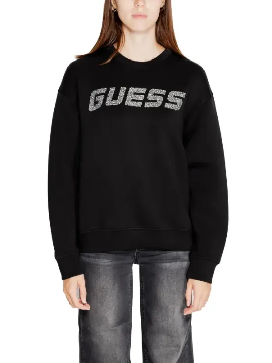 Schwarzer Guess Logo Sweatshirt Jeans