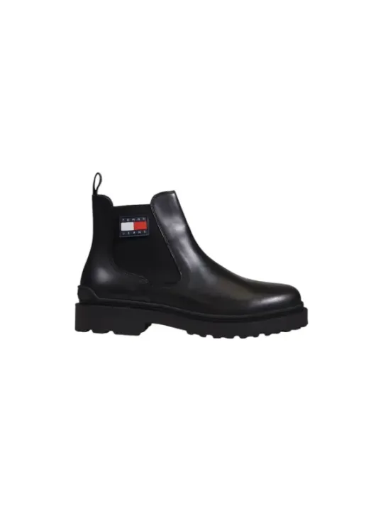 Schwarzer Leder Chelsea Stiefel