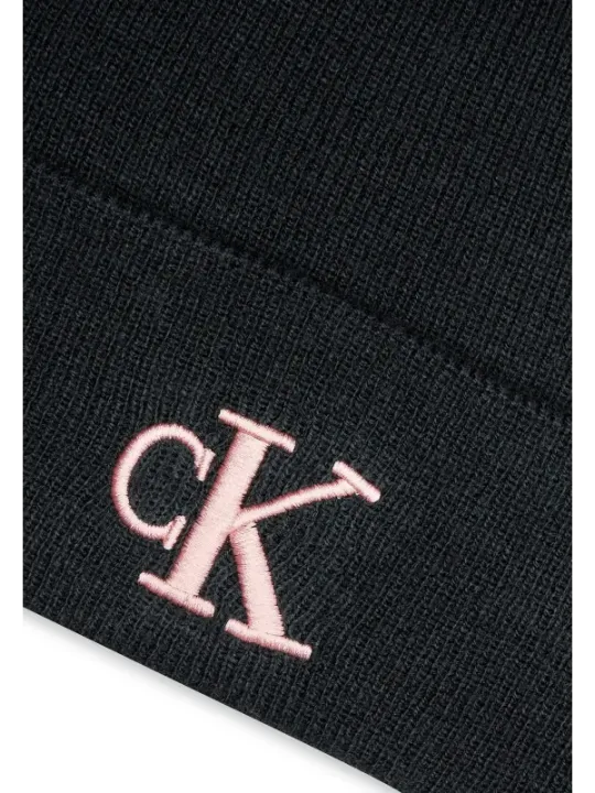 Schwarze Calvin Klein Baumwollmütze gestreift