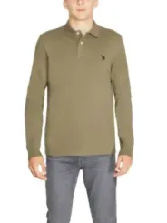 Beiges Polohemd mit schwarzem Logo