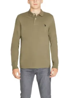 Beiges Polohemd mit schwarzem Logo