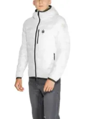 Weißer Blauer Pufferjacke mit Reißverschluss