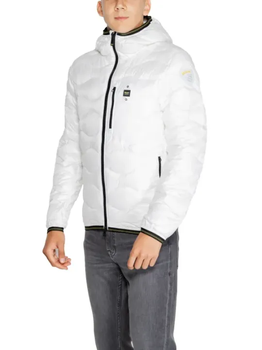 Weißer Blauer Pufferjacke mit Reißverschluss
