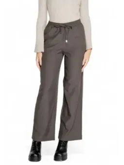 Taupe weite Beinform Hosen mit Kordelzug