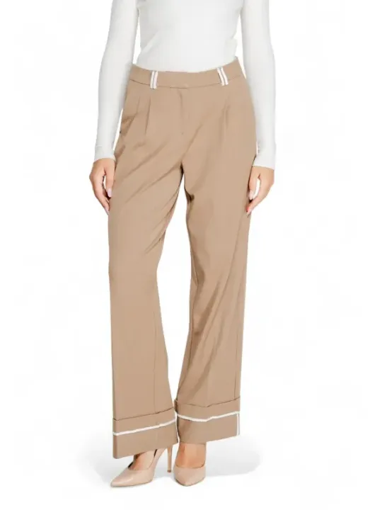 Beige Hosen mit Streifen und Bündchen
