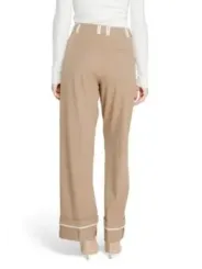 Beige hochtaillierte Damenweite Hosen