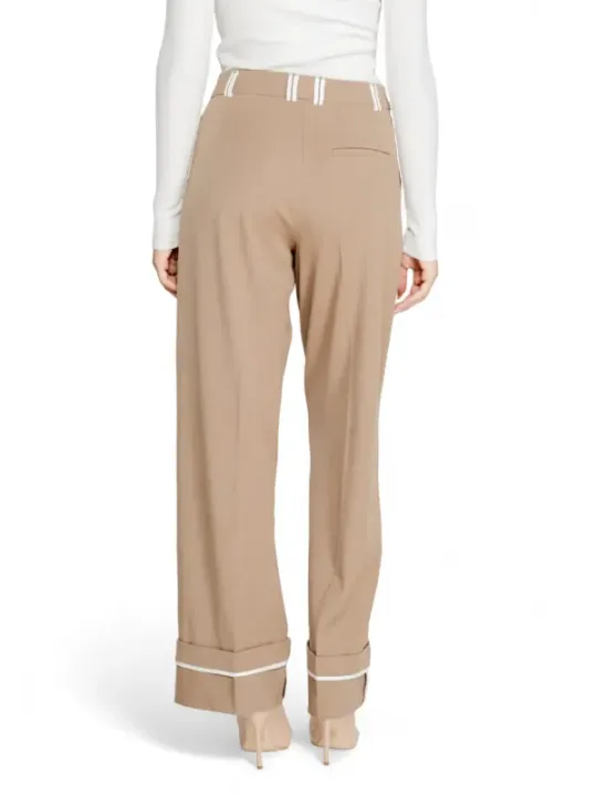 Beige hochtaillierte Damenweite Hosen