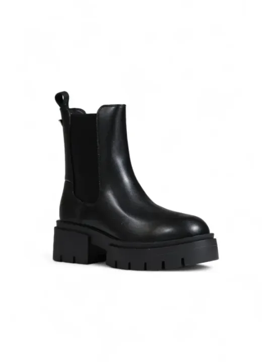 Schwarze Leder Chelsea Stiefel