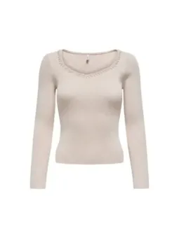 Geripptes Langarm-Top mit Ziernähten