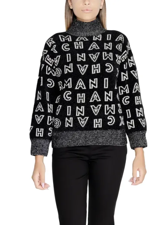 Schwarzer Pullover mit weißem Muster