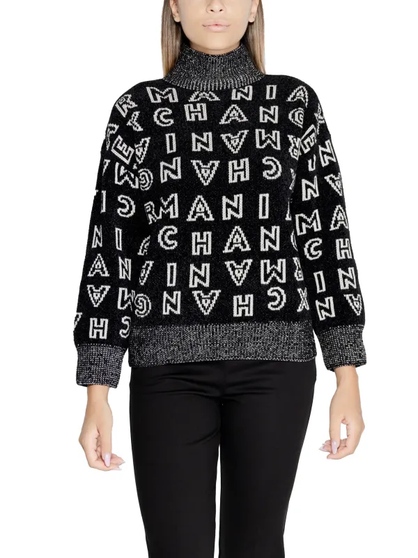 Schwarzer Pullover mit weißem Muster