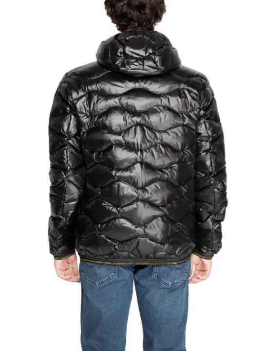 Schwarze gesteppte blaue Pufferjacke Herren