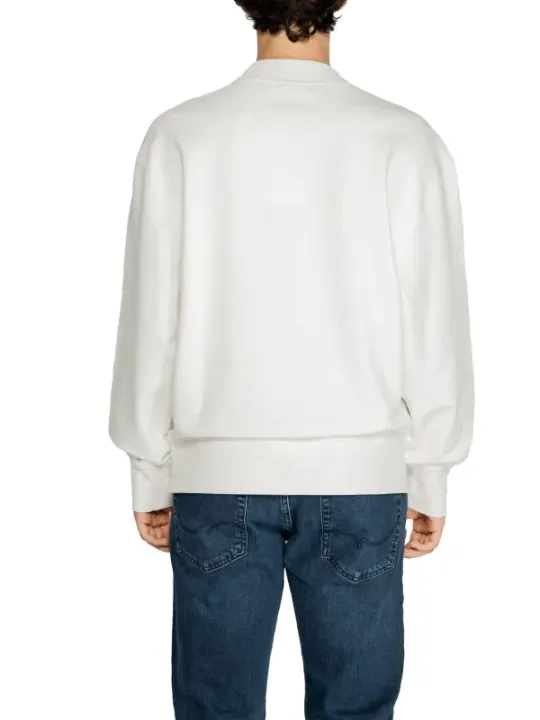 Weißer Baumwoll-Pullover mit langen Ärmeln