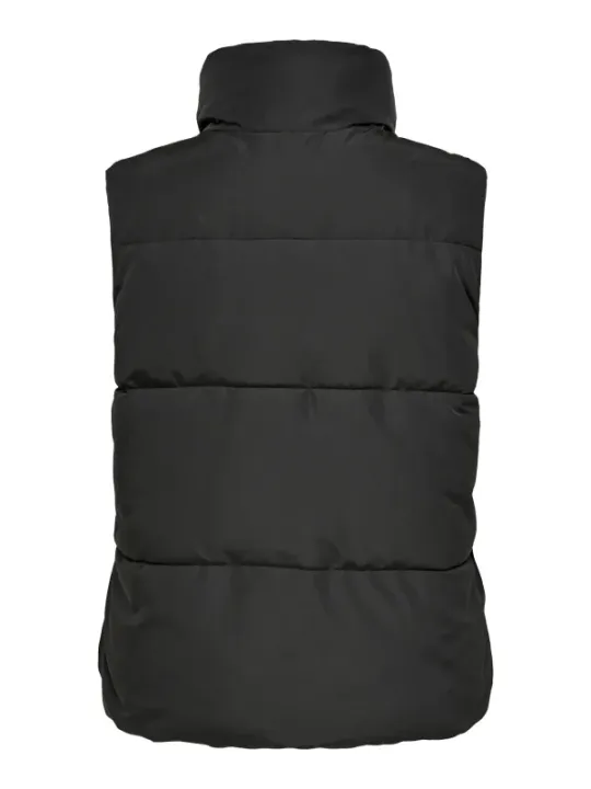 Dunkelgraue gesteppte Kapuzenweste Damen