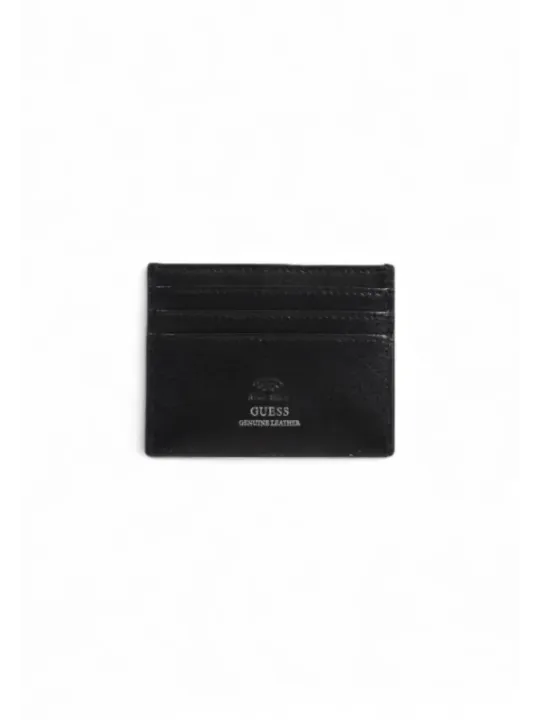 Schwarze Lederkartenhalter mit Logo