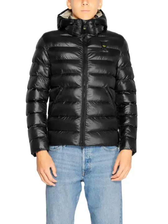 Schwarze Daunenjacke mit Kapuze