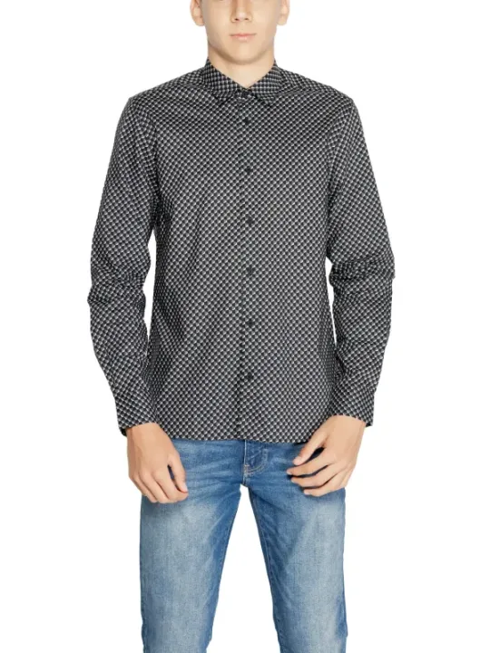 Schwarzes Polka-Dot Hemd Slim-Fit