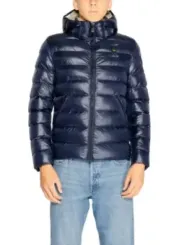 Navy blaue gesteppte Winterjacke mit Kapuze