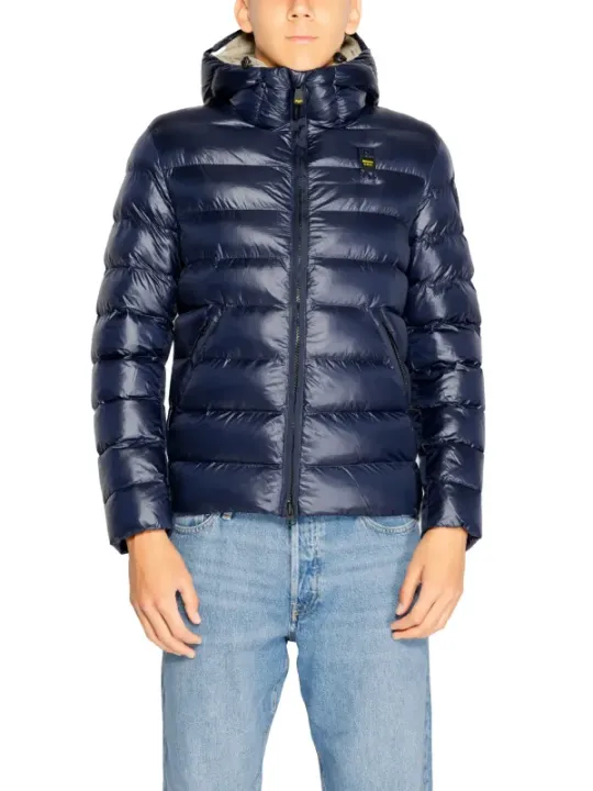 Navy blaue gesteppte Winterjacke mit Kapuze