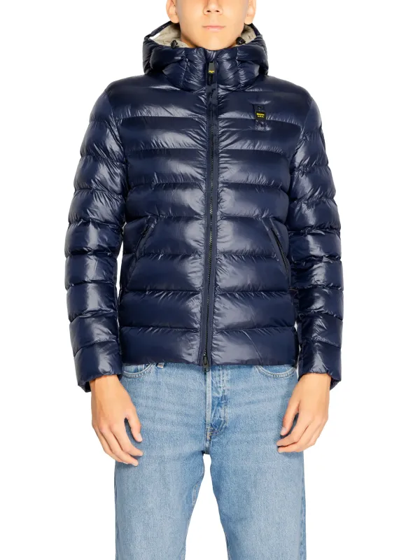 Navy blaue gesteppte Winterjacke mit Kapuze