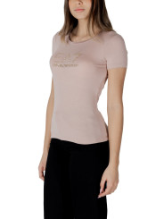 Rosa EA7 T-Shirt schwarzer Rock