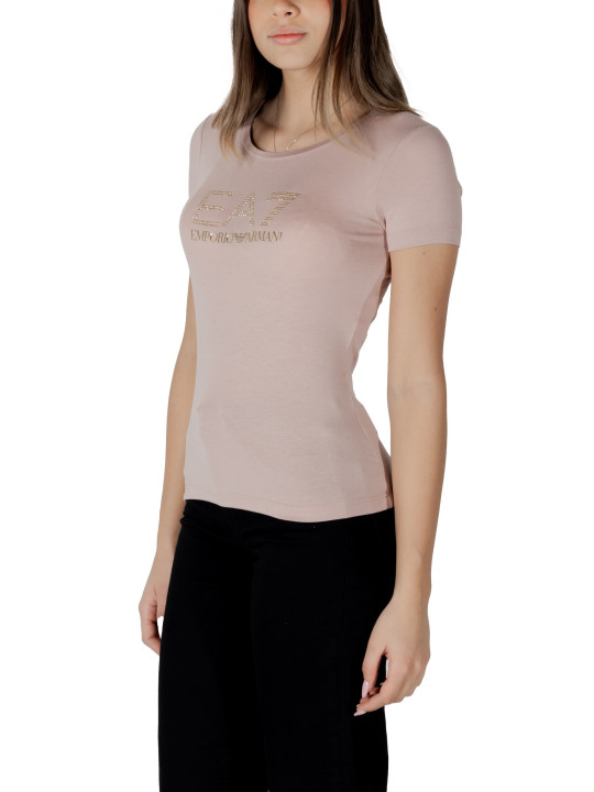 Rosa EA7 T-Shirt schwarzer Rock