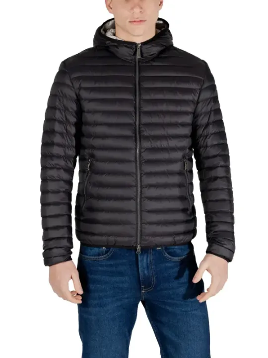 Schwarze Herren Pufferjacke mit Kapuze