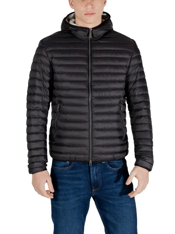 Schwarze Herren Pufferjacke mit Kapuze