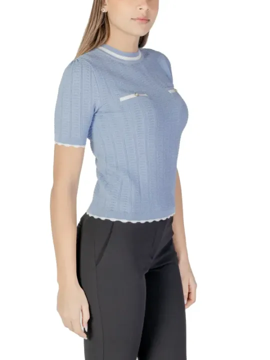 Zweifarbiger Strick Tee mit Taschen