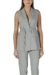 Graue ärmellose Jacke mit Gürtel