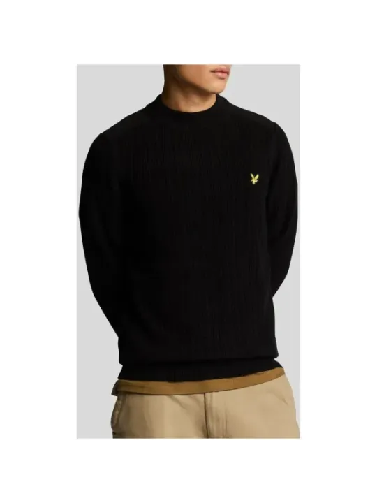 Schwarzer Wollpullover mit Rollkragen