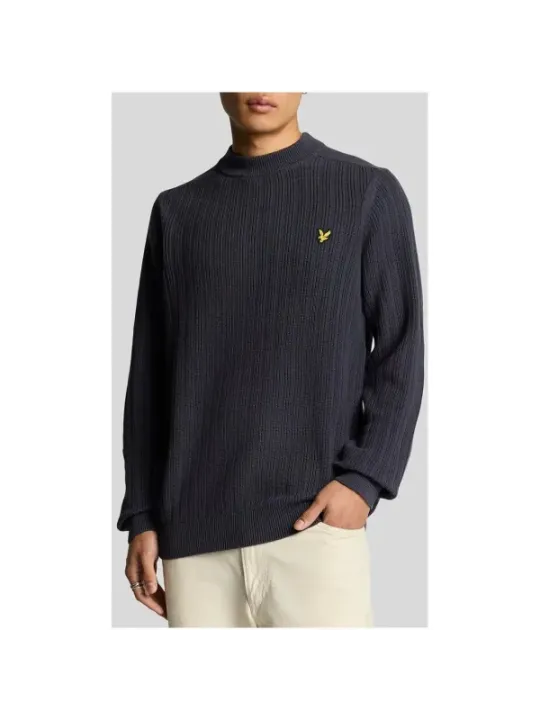 Grauer Strickpullover mit gelbem Vogel