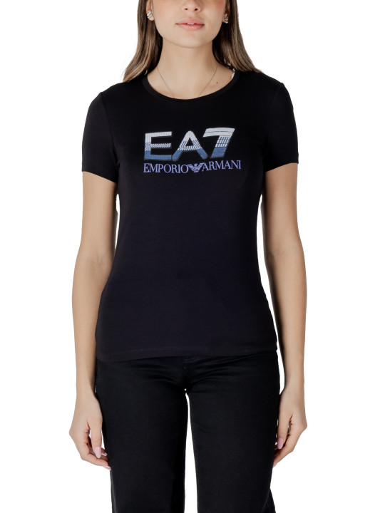 Schwarzes EA7 Logo T-Shirt