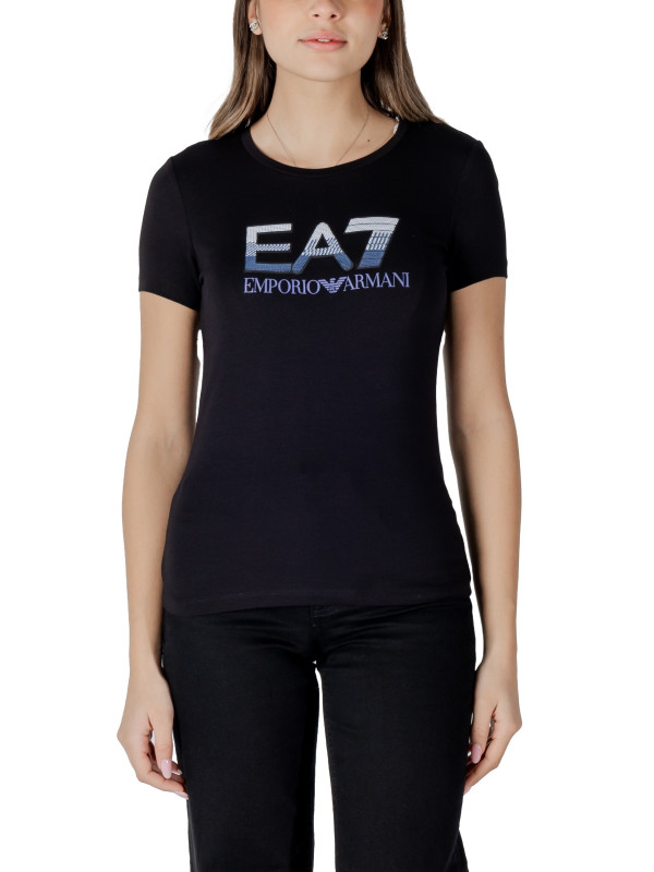 Schwarzes EA7 Logo T-Shirt