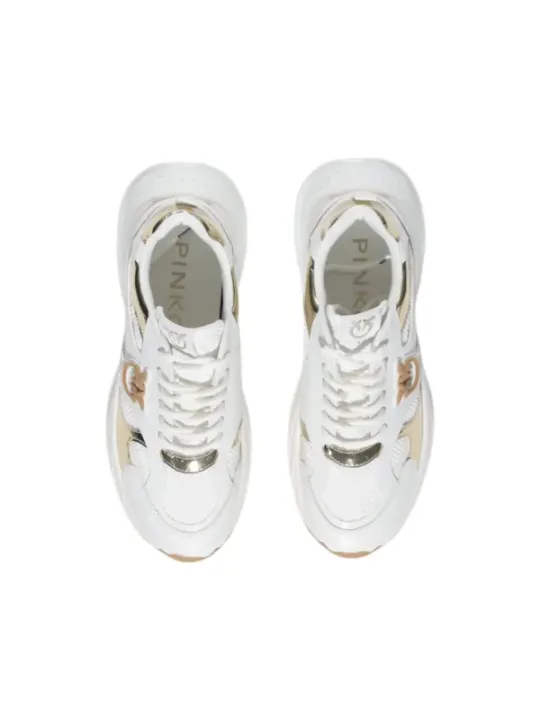 Weiße und goldene Pinko Sneakers