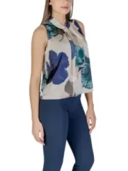 Tropische Bluse mit Mock-Ausschnitt