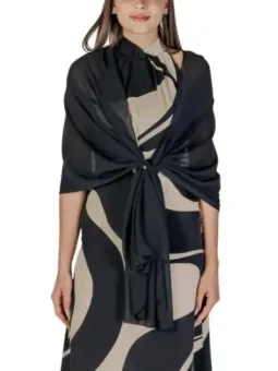 Abstrakte schwarze und beige Damenkleid