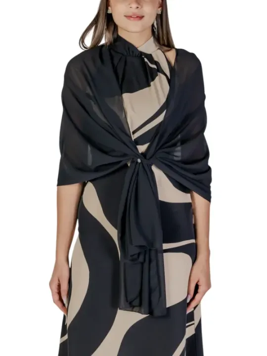 Abstrakte schwarze und beige Damenkleid