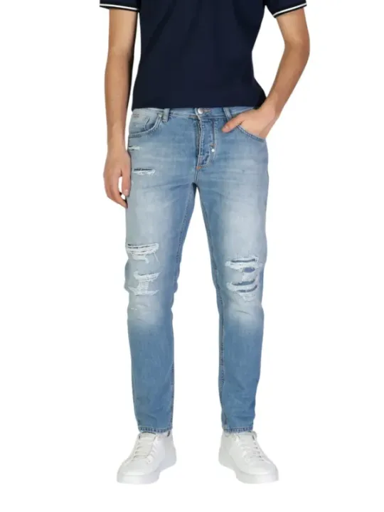 Distressed hellblaue Skinny Jeans Herren