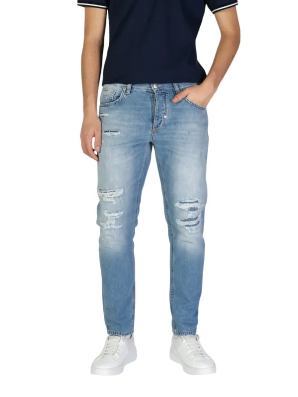 Distressed hellblaue Skinny Jeans Herren