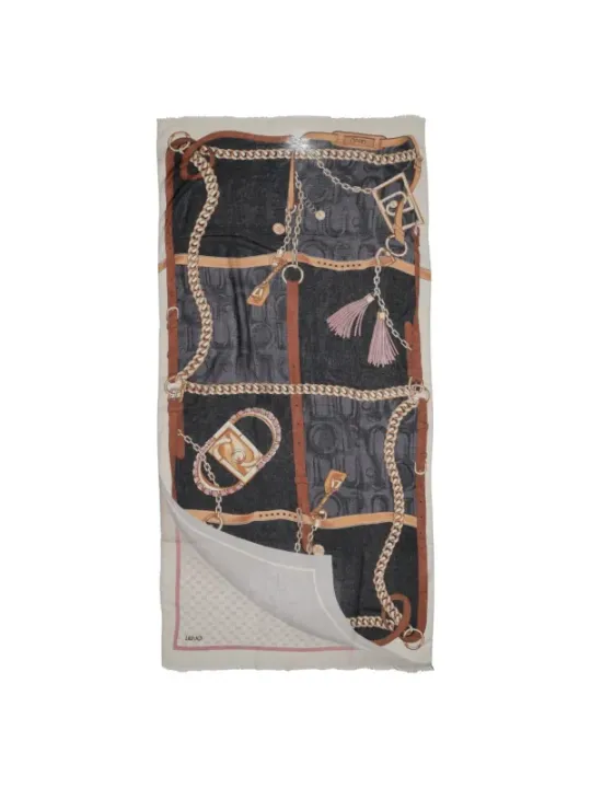 Liu Jo Leder-Ketten-Halstuch Schwarz