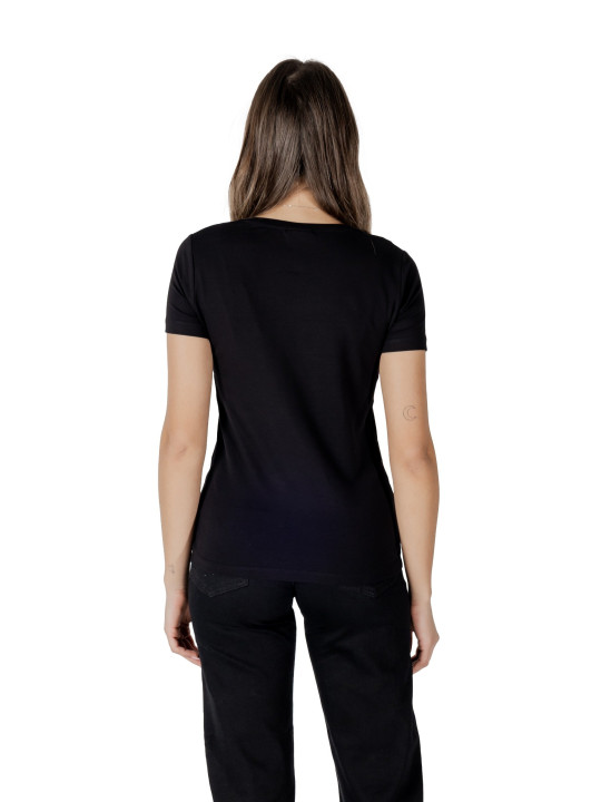 Schwarzes Baumwoll-T-Shirt schlanker Schnitt