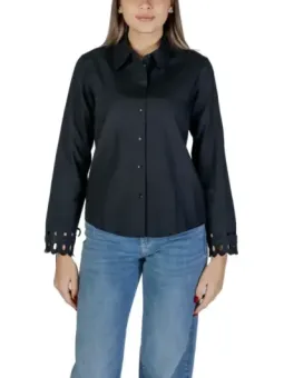 Schwarze Seidenbluse klassischer Schnitt Jacqueline De Yong