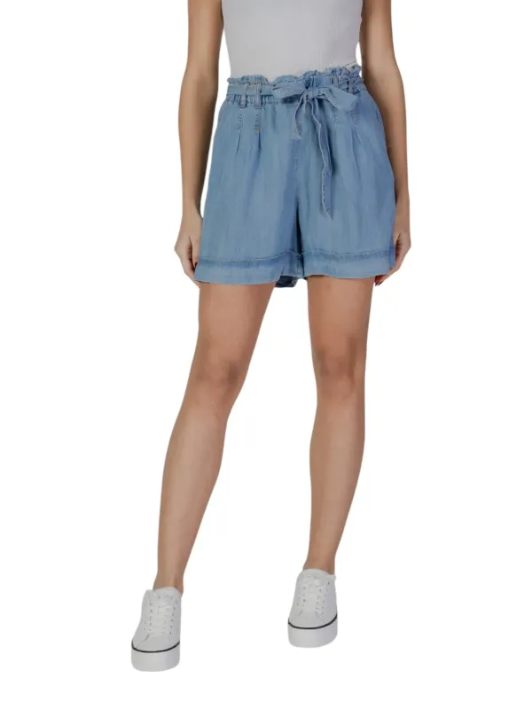Blaue B.young Jeansshorts mit Rüschen