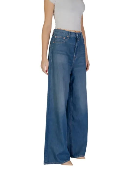 Medium blaue Jeans hohe Taille