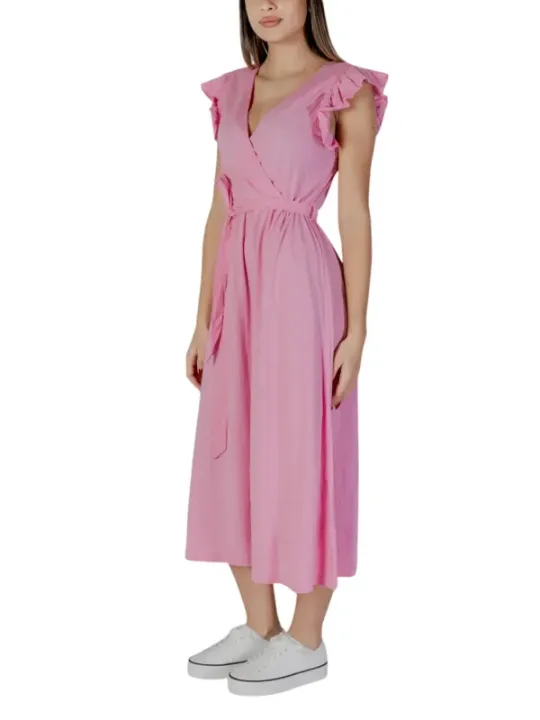 Pinkes B.young Midikleid mit Schleife