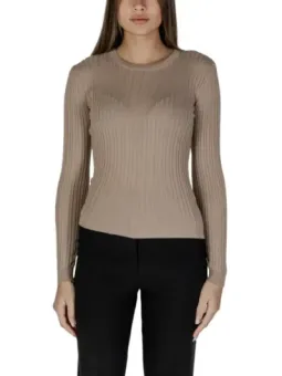 Tan geripptes Langarm-Vila-Top