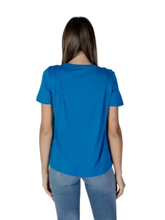 Blaues T-Shirt, lockere Passform hinten