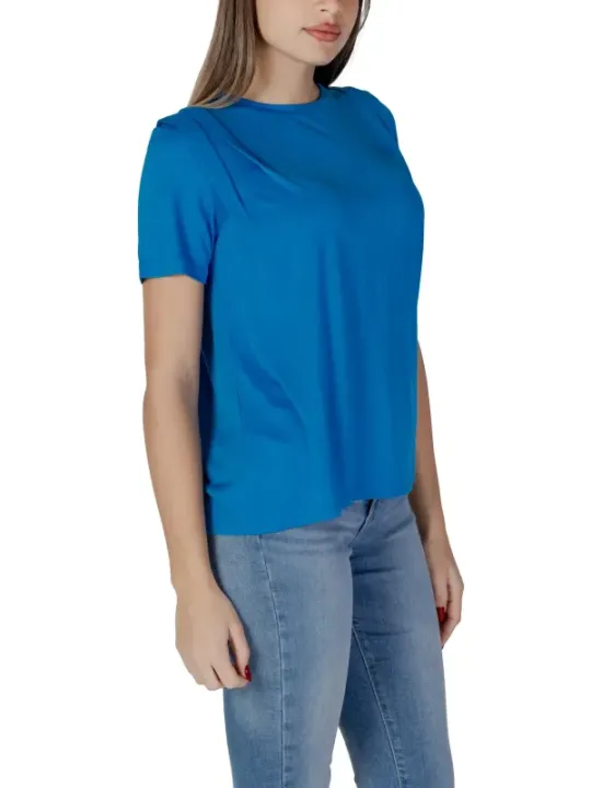 Blaue Damen T-Shirt im Workwear-Stil
