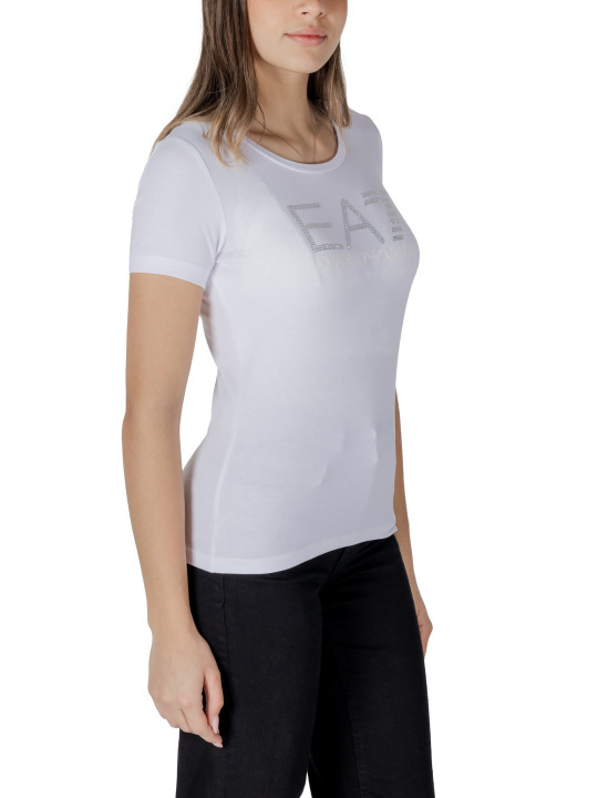 Weißes T-Shirt mit Silberlogo